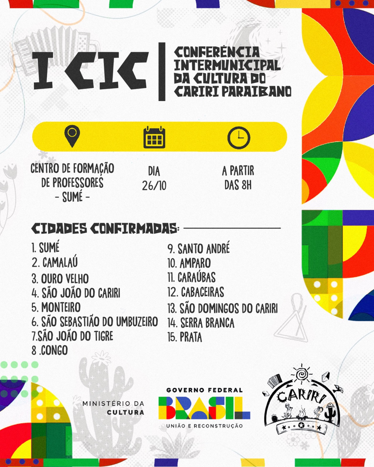 Sumé sediará a I Edição da Conferência Intermunicipal de Cultura do Cariri Paraibano