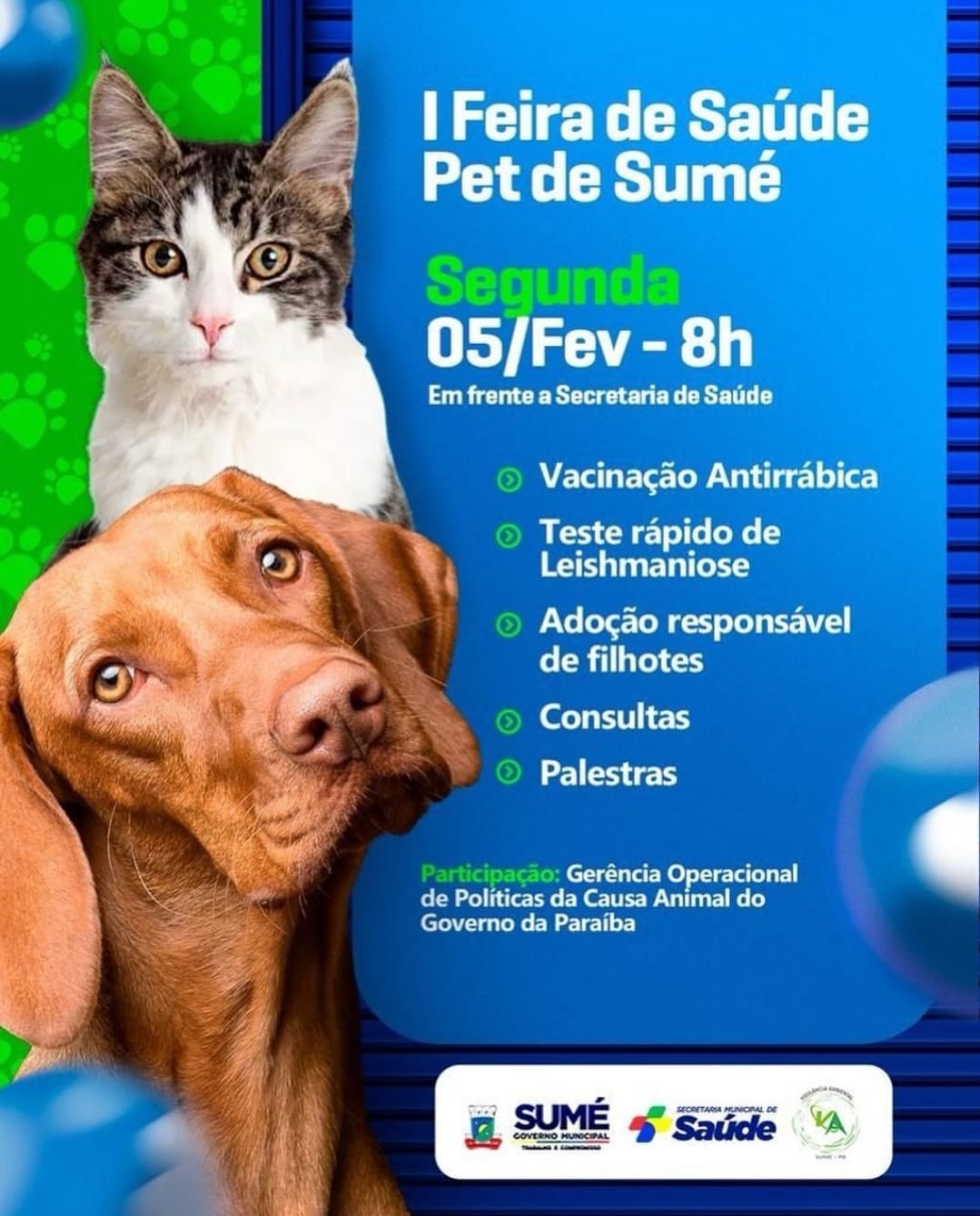 I Feira de Saúde Pet de Sumé será realizada hoje