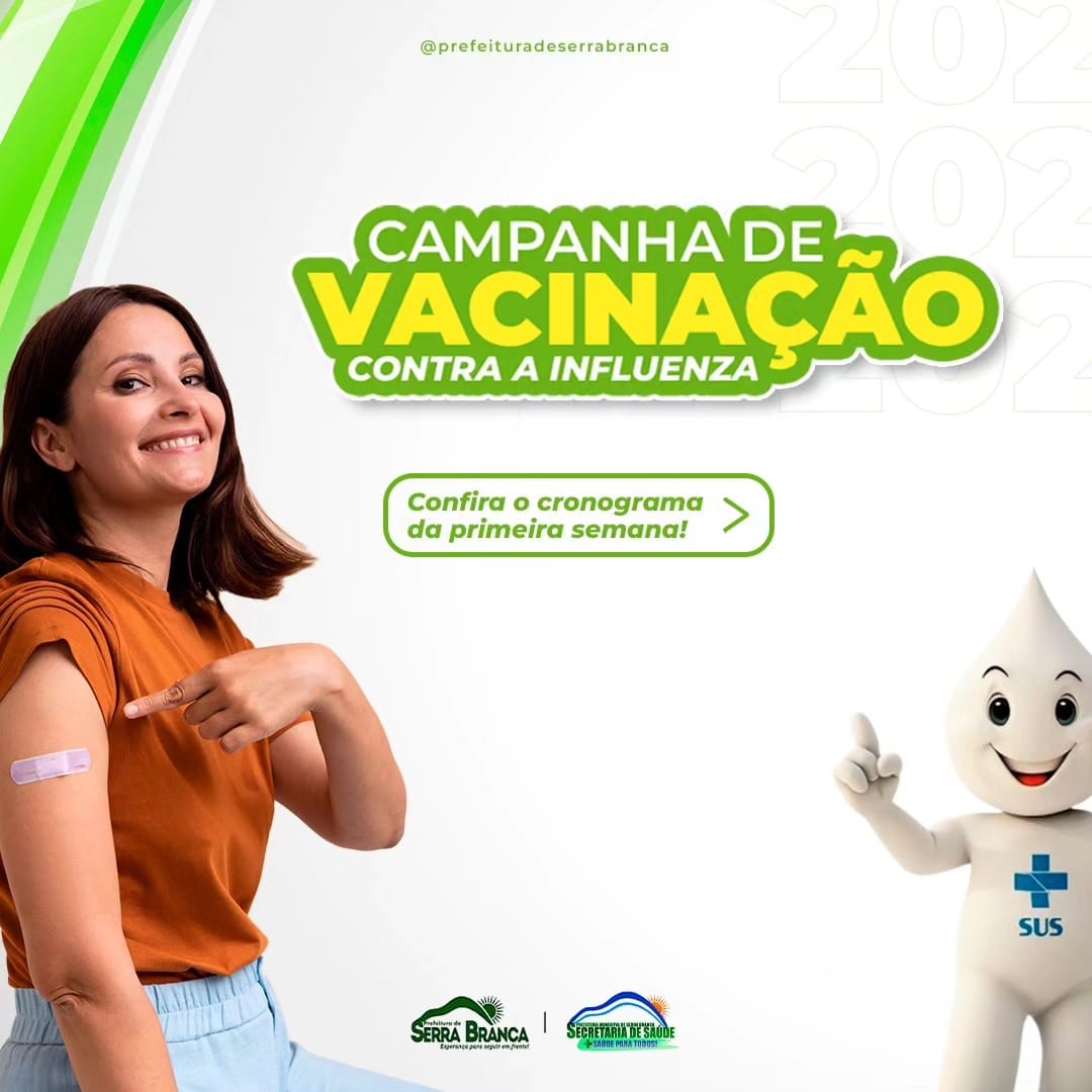 Secretaria de Saúde de Serra Branca divulga calendário de vacinação contra a influenza