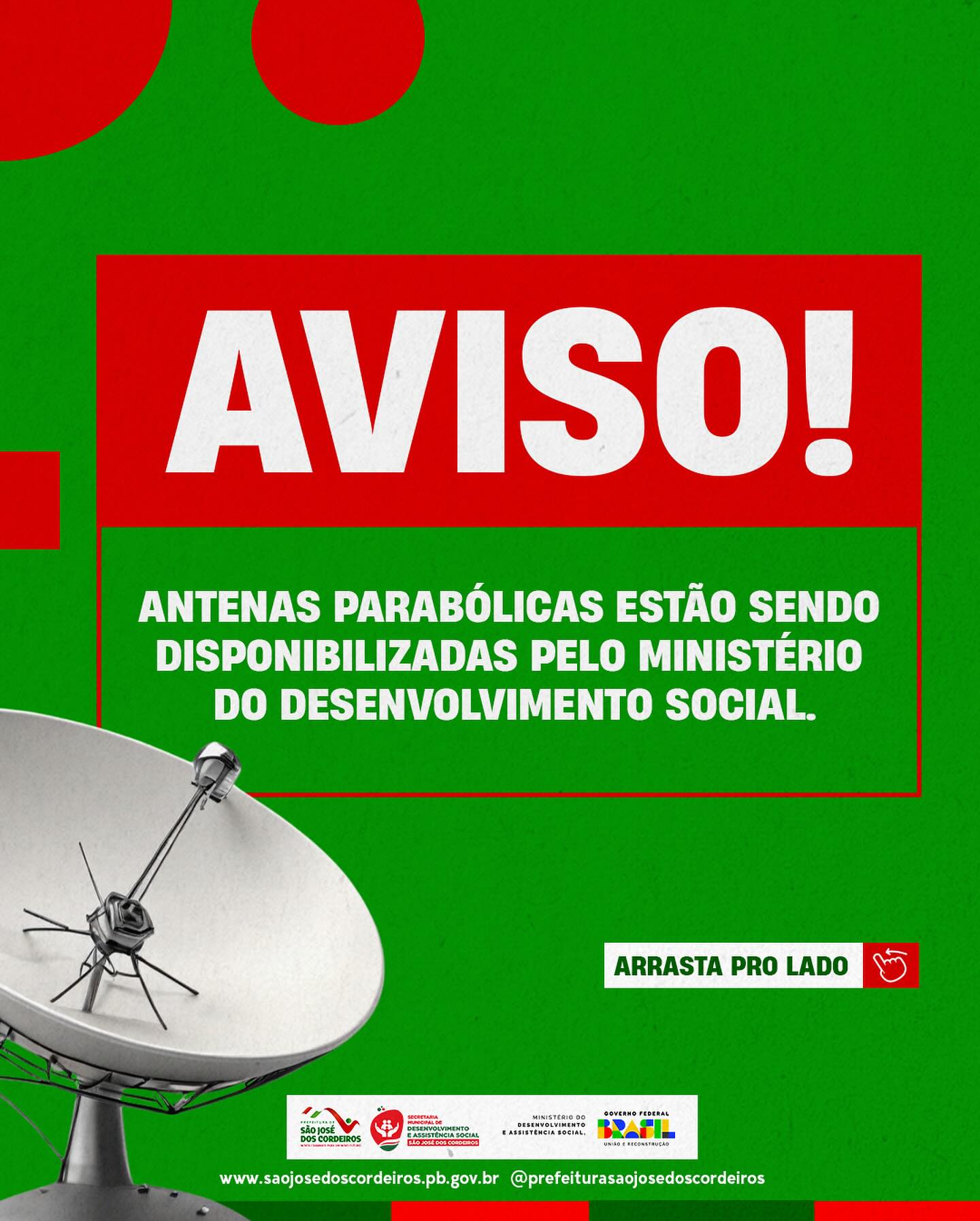 Em São José dos Cordeiros Kit de antena parabólica digital está sendo disponibilizado
