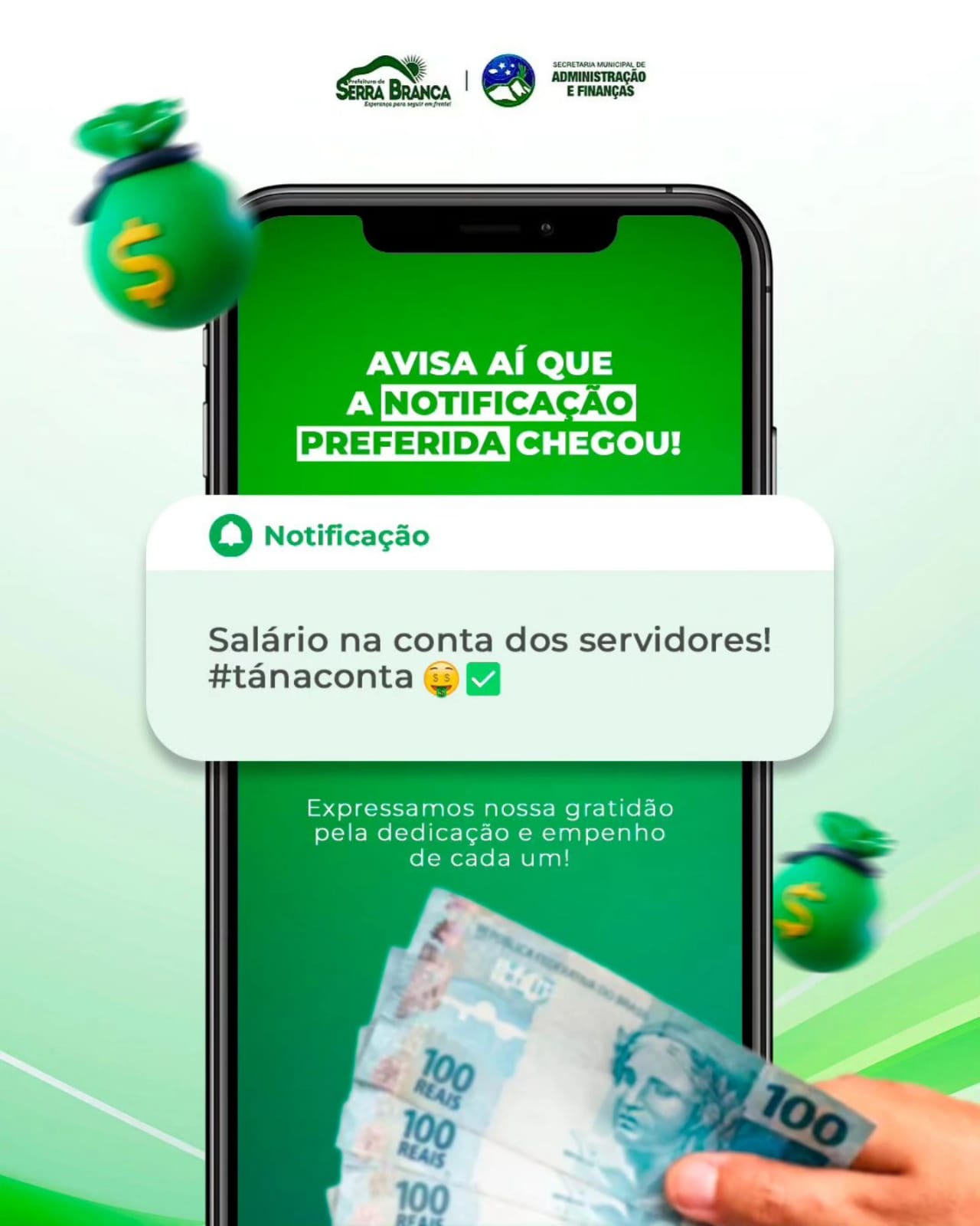 Folha salarial de junho é paga de forma antecipada pela Prefeitura de Serra Branca