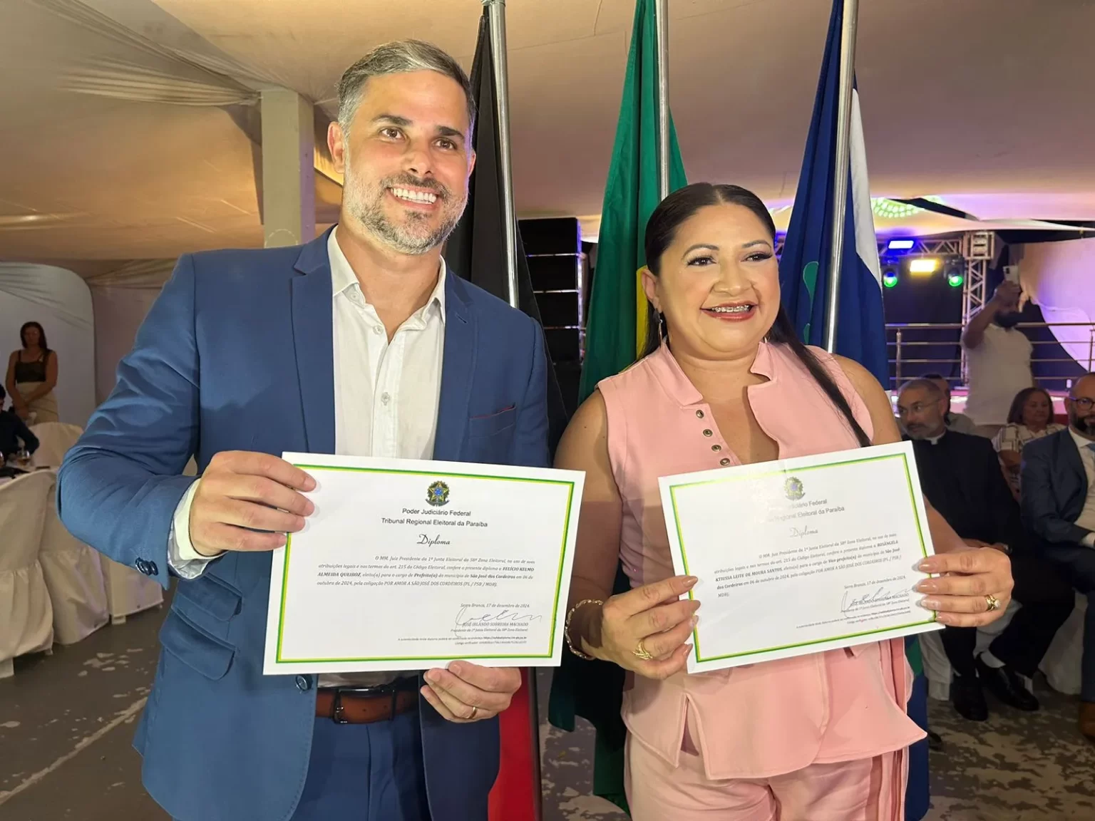 Felício Queiroz é diplomado prefeito reeleito de São José dos Cordeiros em solenidade da Justiça Eleitoral