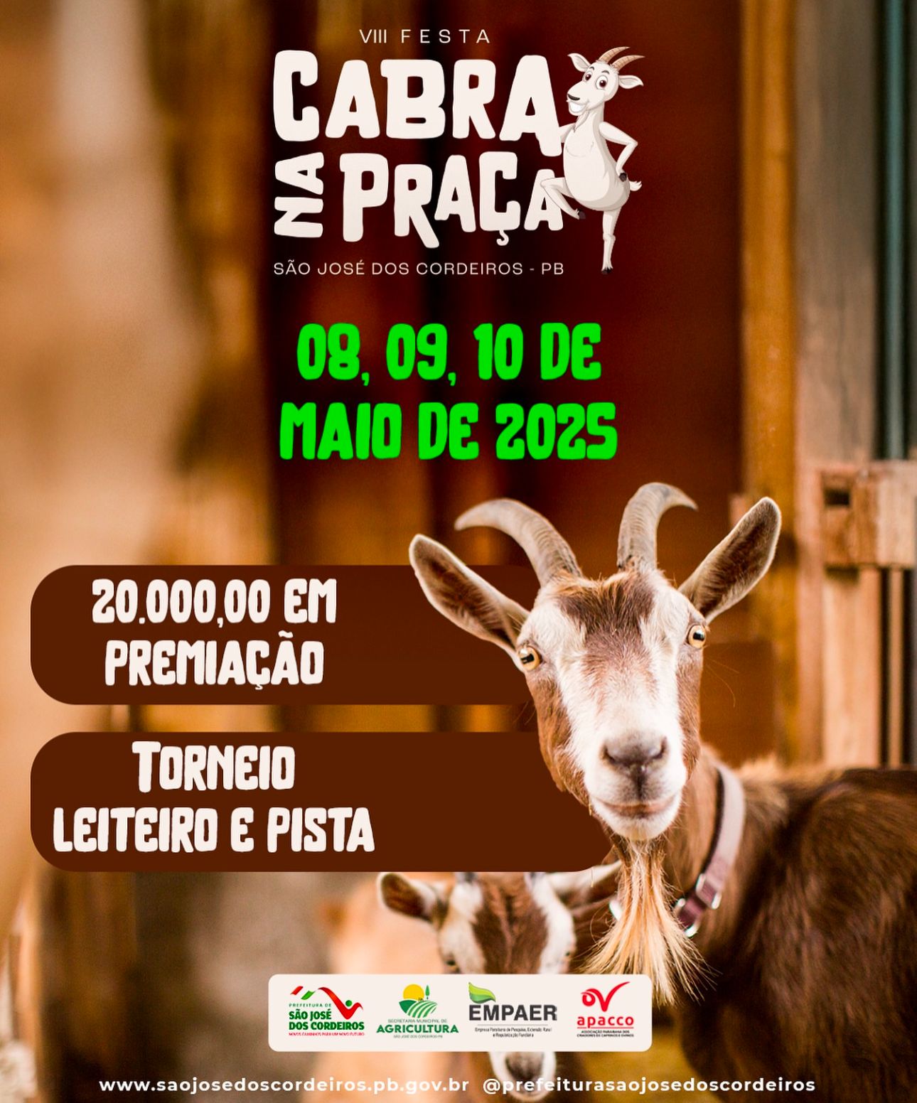 São José dos Cordeiros realizará a VIII edição da “Cabra na Praça” com R$ 20 mil em premiações e valorização da produção local