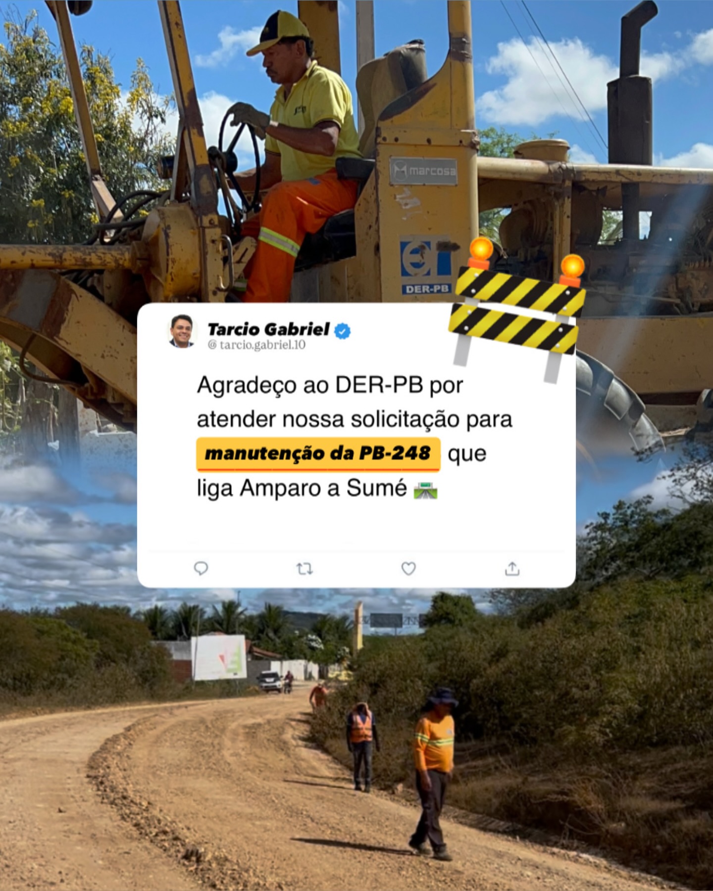 Prefeito de Amparo solicita ao DER-PB melhorias na PB-248 para beneficiar agricultores e fortalecer economia local