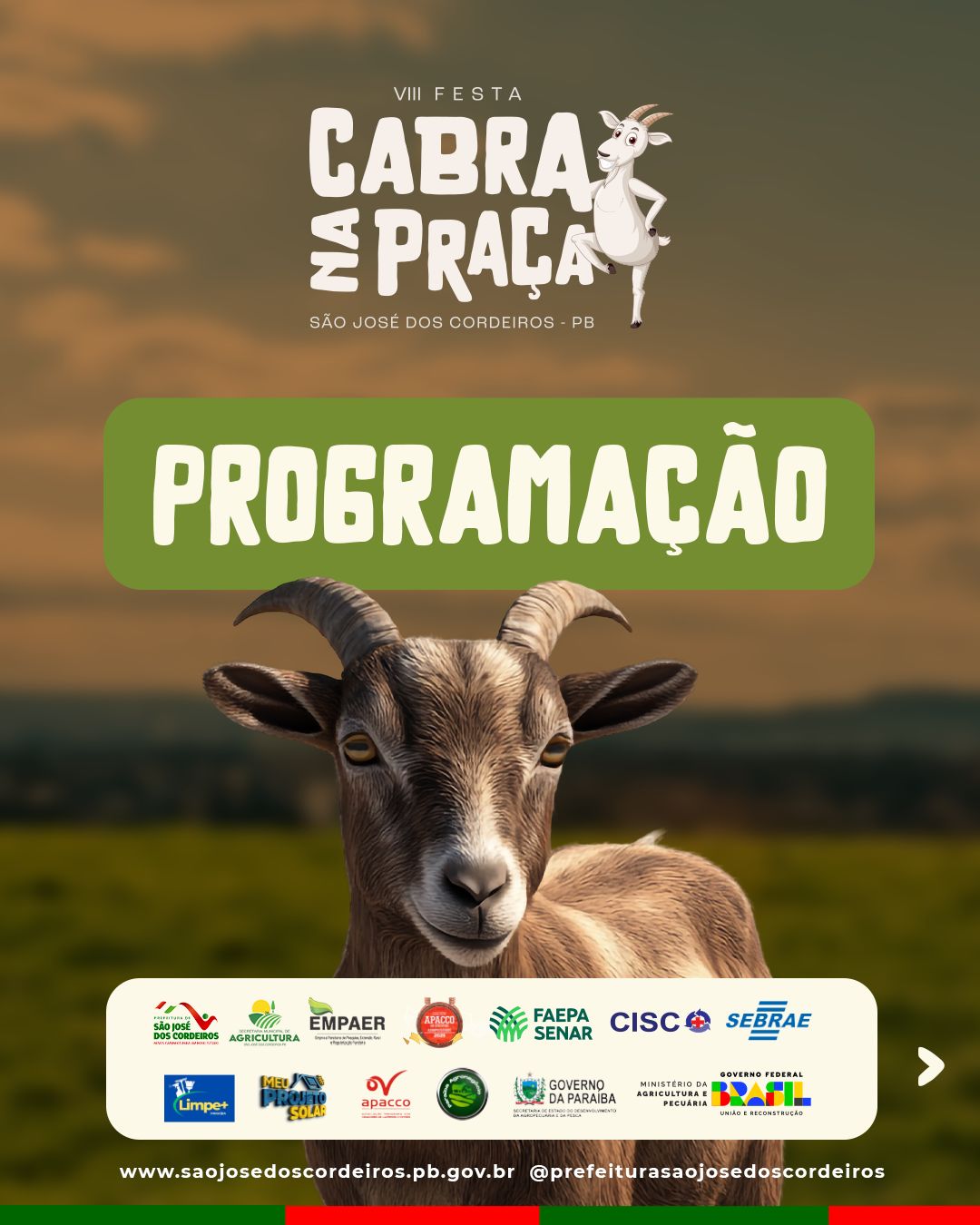 São José dos Cordeiros divulga programação oficial da 8ª edição da festa Cabra na Praça