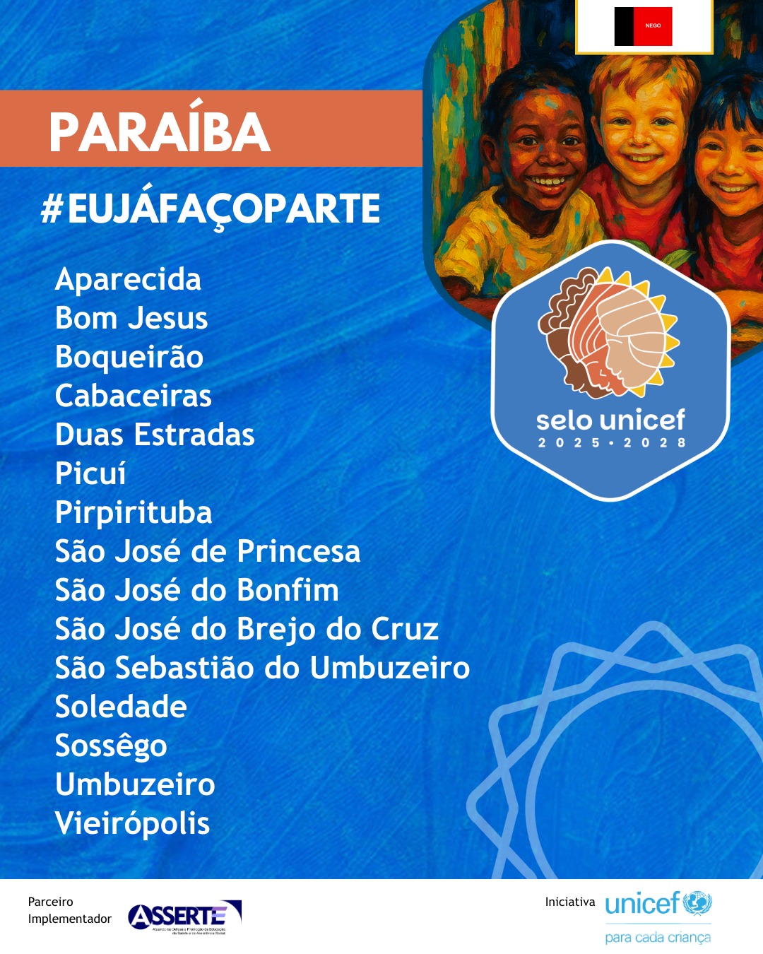 São Sebastião do Umbuzeiro faz parte do Selo UNICEF 2025-2028