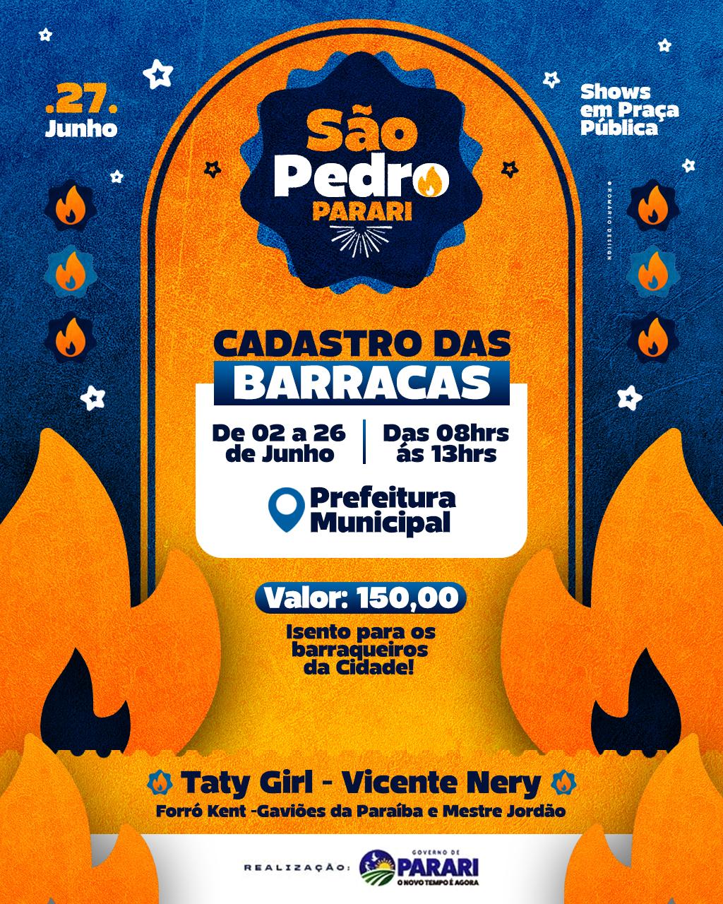 Prefeitura de Parari abre período de cadastro para barraqueiros do tradicional São Pedro 2025