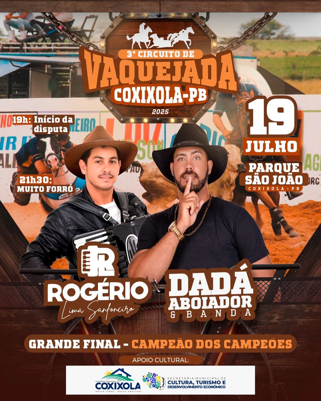 Com apoio da Prefeitura Municipal, Coxixola sedia grande final do 3º Circuito de Vaquejada neste sábado
