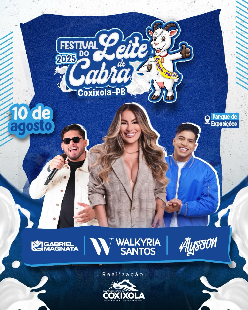 Prefeito Nelsinho Honorato anuncia Walkyria Santos, Alysson e Gabriel Magnata no encerramento do Festival do Leite de Cabra