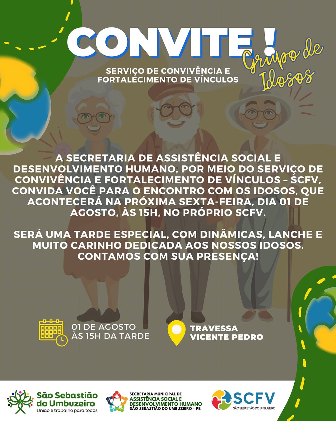 Prefeitura de São Sebastião do Umbuzeiro promove tarde especial dedicada aos idosos nesta sexta-feira