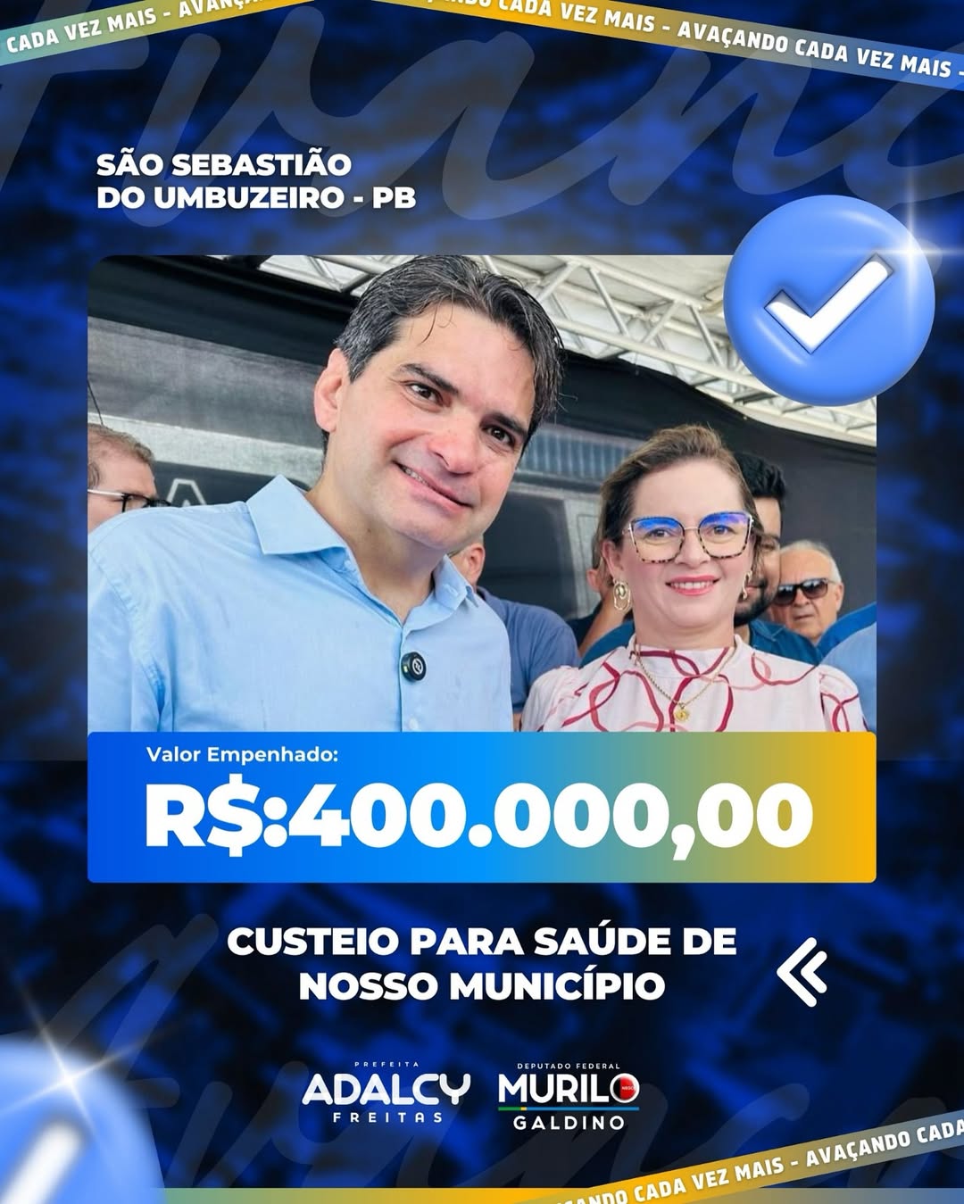 São Sebastião do Umbuzeiro recebe R$ 400 mil para reforçar a saúde básica com apoio do deputado Murilo Galdino