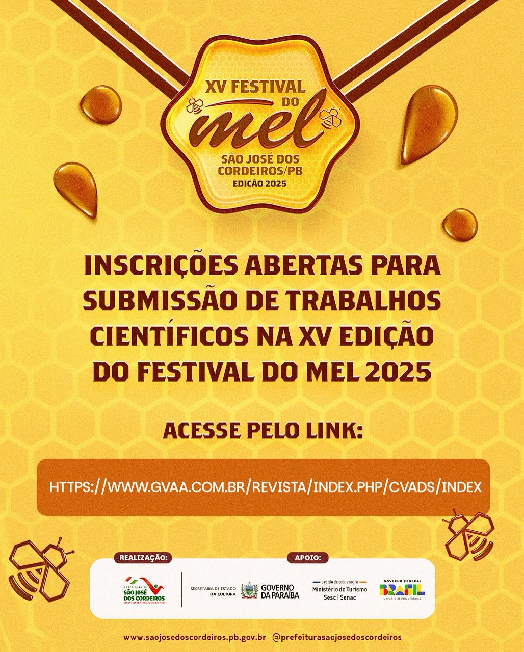 Festival do Mel 2025 abre inscrições para trabalhos científicos em São José dos Cordeiros