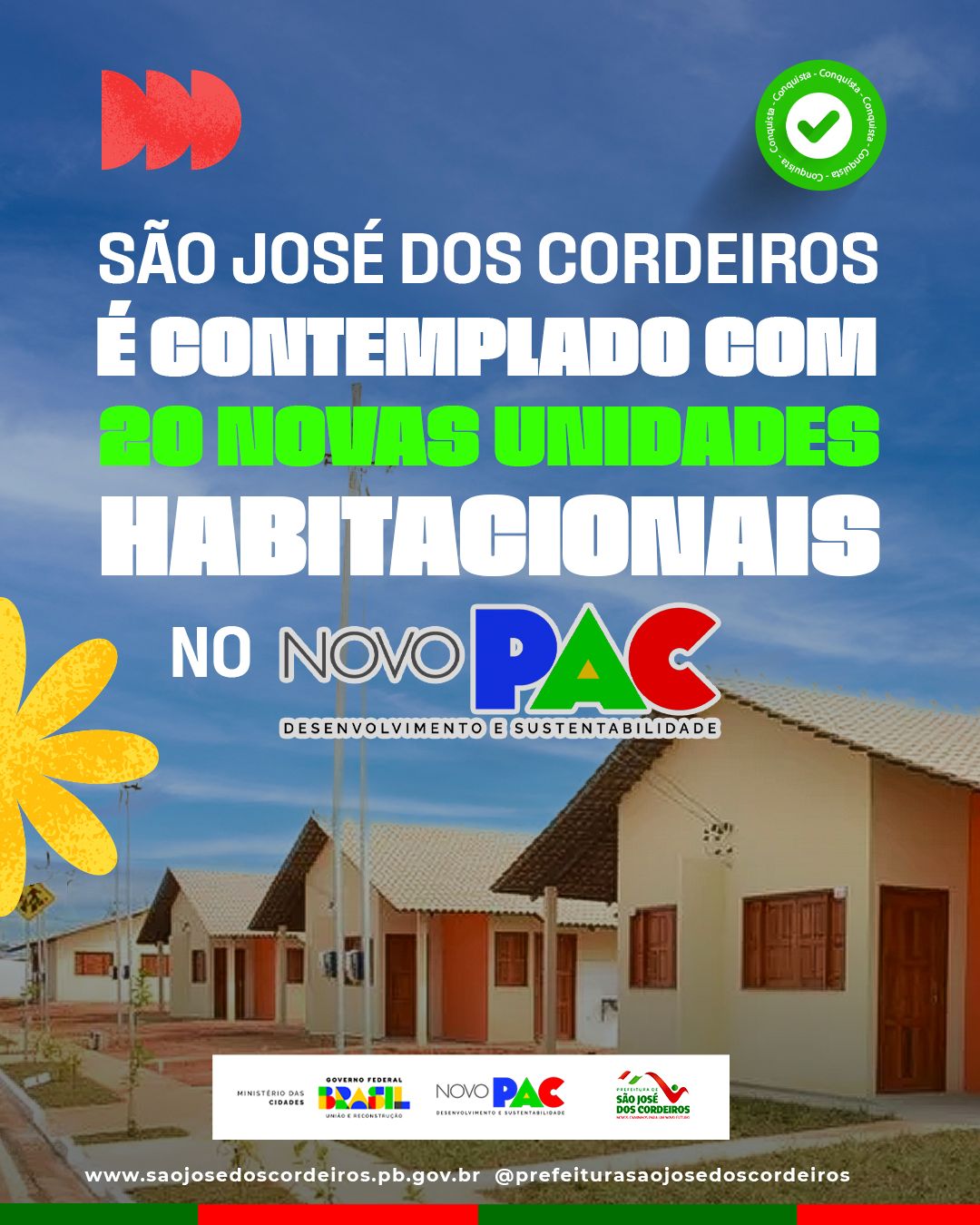 São José dos Cordeiros é contemplado com 20 novas unidades habitacionais