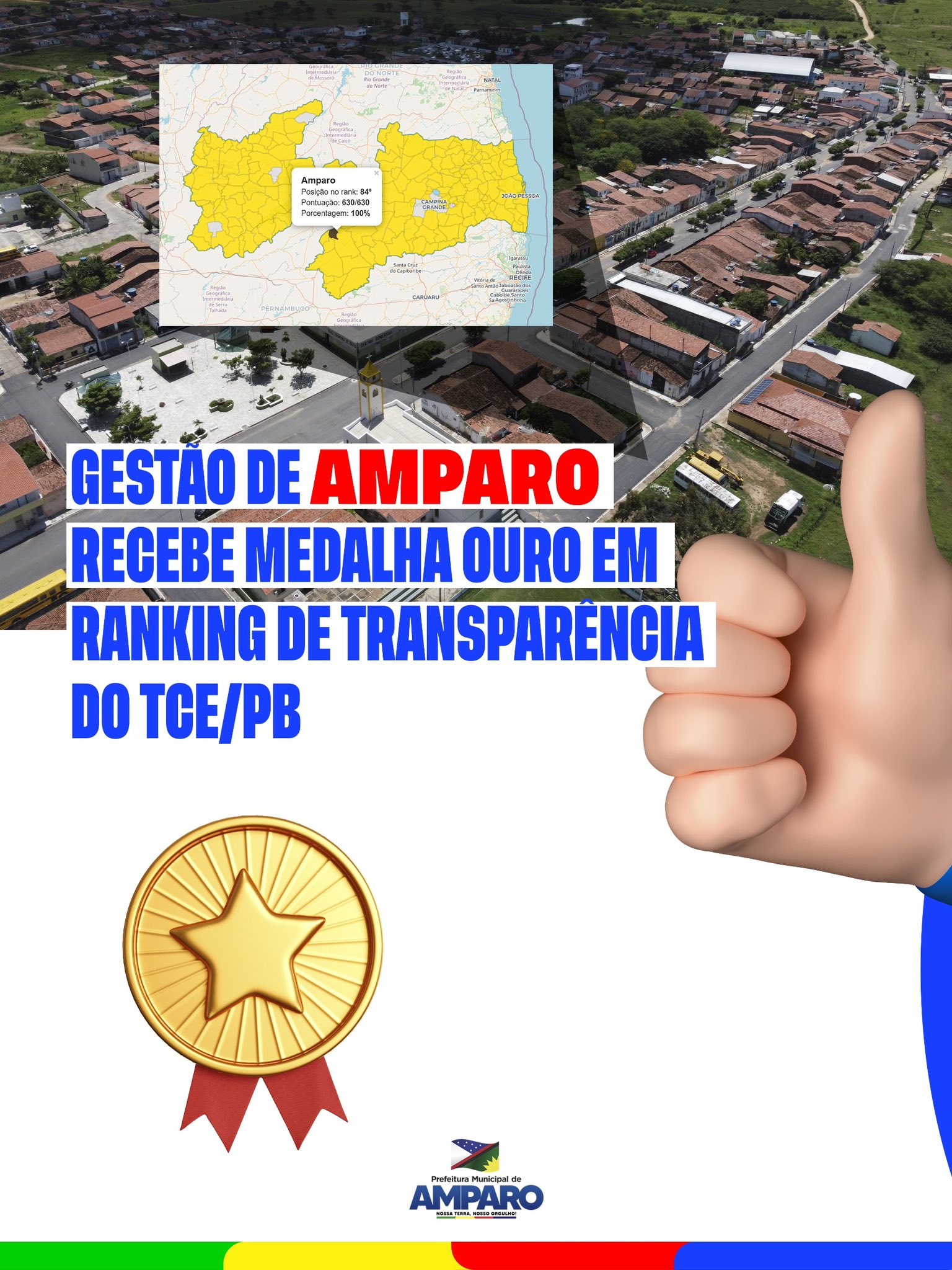 Amparo conquista Medalha de Ouro em Transparência Pública no TCE/PB
