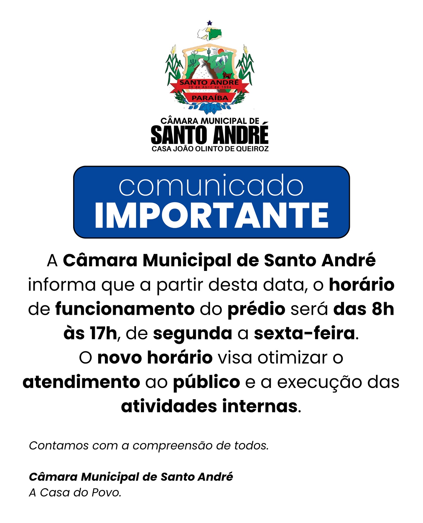 Câmara Municipal amplia horário de atendimento e repartição passa a funcionar nos dois turnos em Santo André