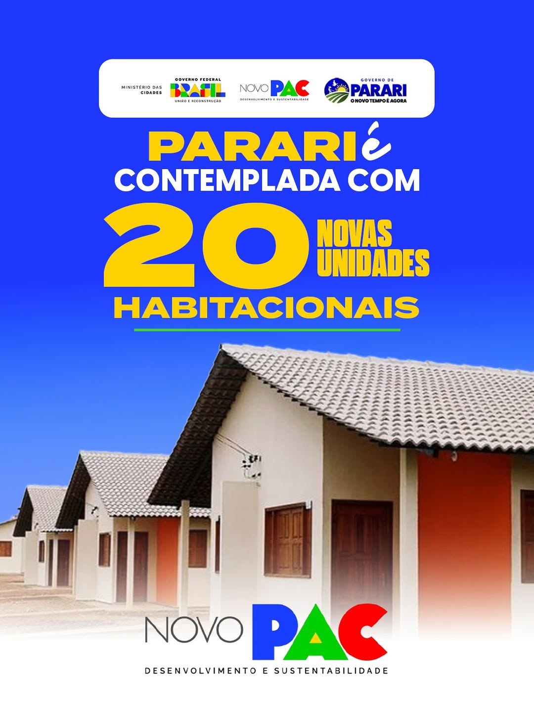 Parari avança no sonho da casa própria com 20 novas moradias do Minha Casa, Minha Vida