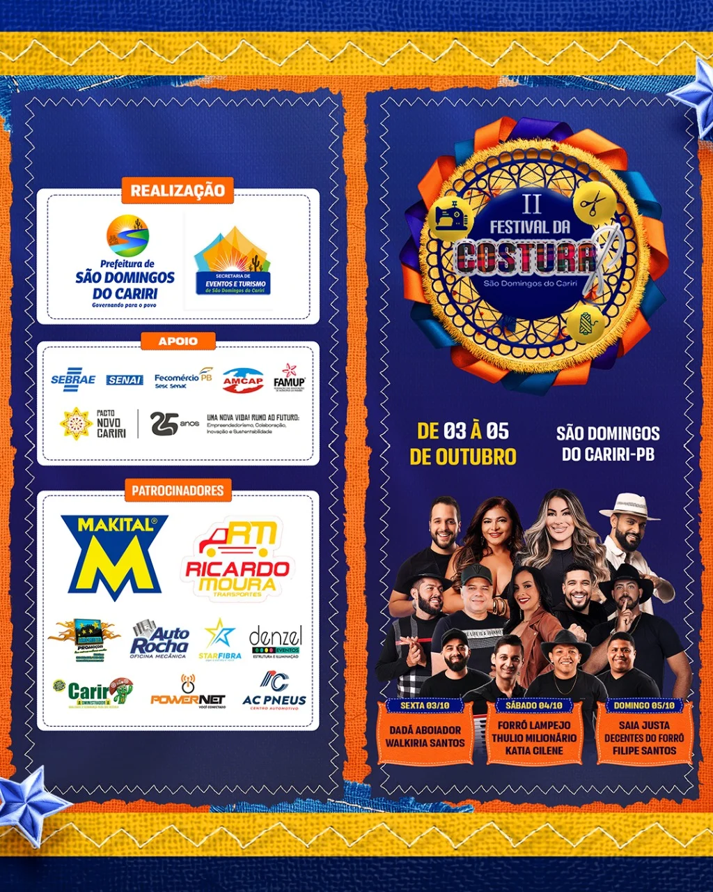 Prefeitura de São Domingos do Cariri divulga programação completa do 2º Festival da Costura