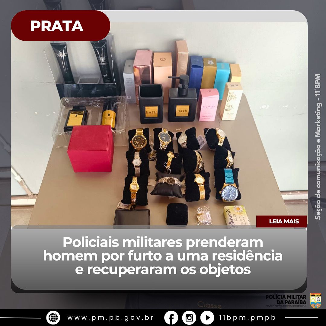 Polícia Militar prende homem e recupera objetos furtados na cidade da Prata