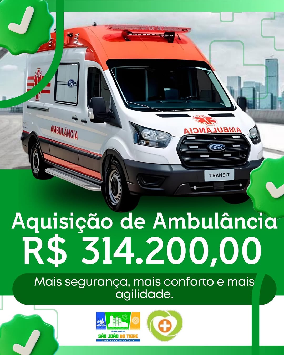 Município de São João do Tigre é contemplado com nova ambulância através de repasse do Governo Federal