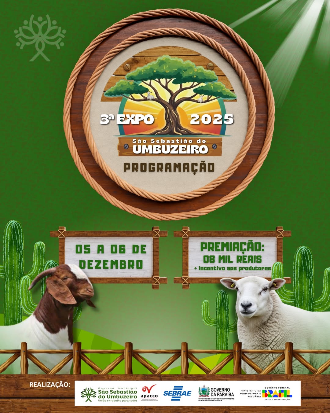 Prefeitura de São Sebastião do Umbuzeiro divulga programação oficial da 3ª Expo, que acontece nos dias 05 e 06 de dezembro
