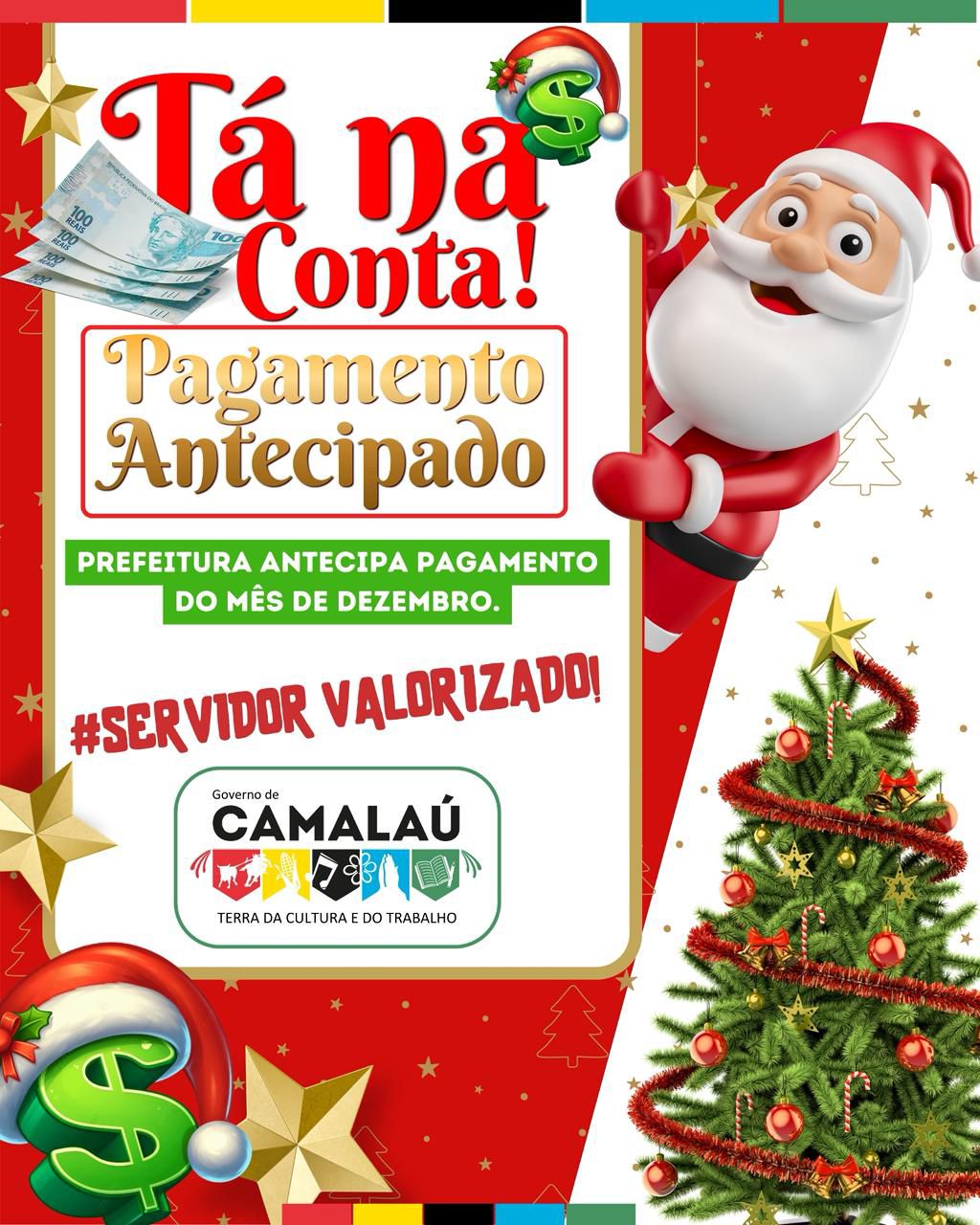 Governo de Camalaú antecipa pagamento de dezembro e reforça valorização do servidor público
