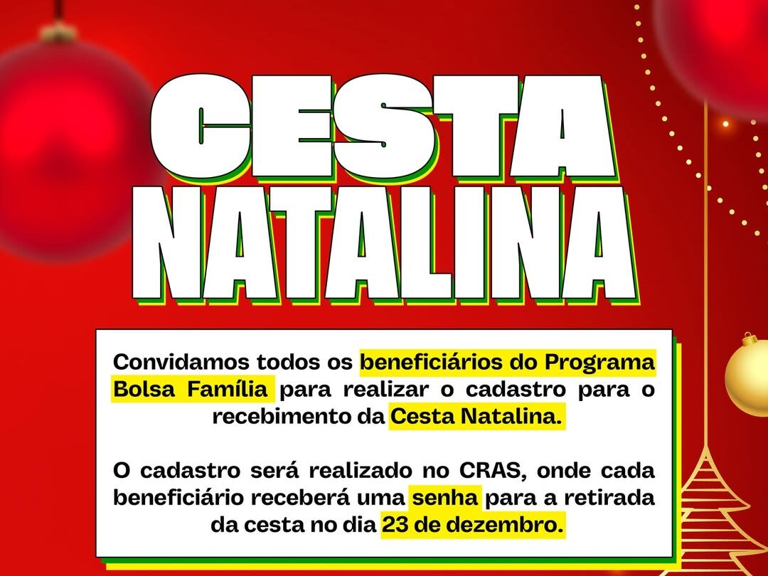 Prefeitura de Amparo realizará cadastro para beneficiários do Bolsa Família receberem a Cesta Natalina