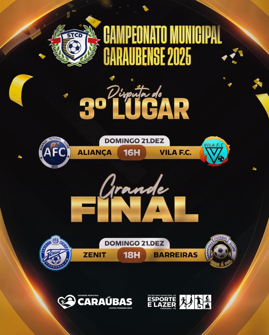 Clássico decide o Campeonato Municipal Caraubense 2025 neste domingo