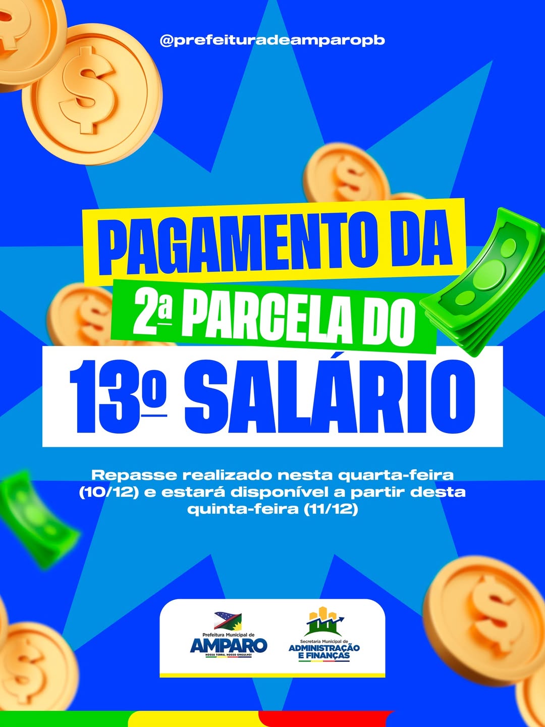 Prefeitura de Amparo realiza pagamento da 2ª parcela do 13º salário aos servidores