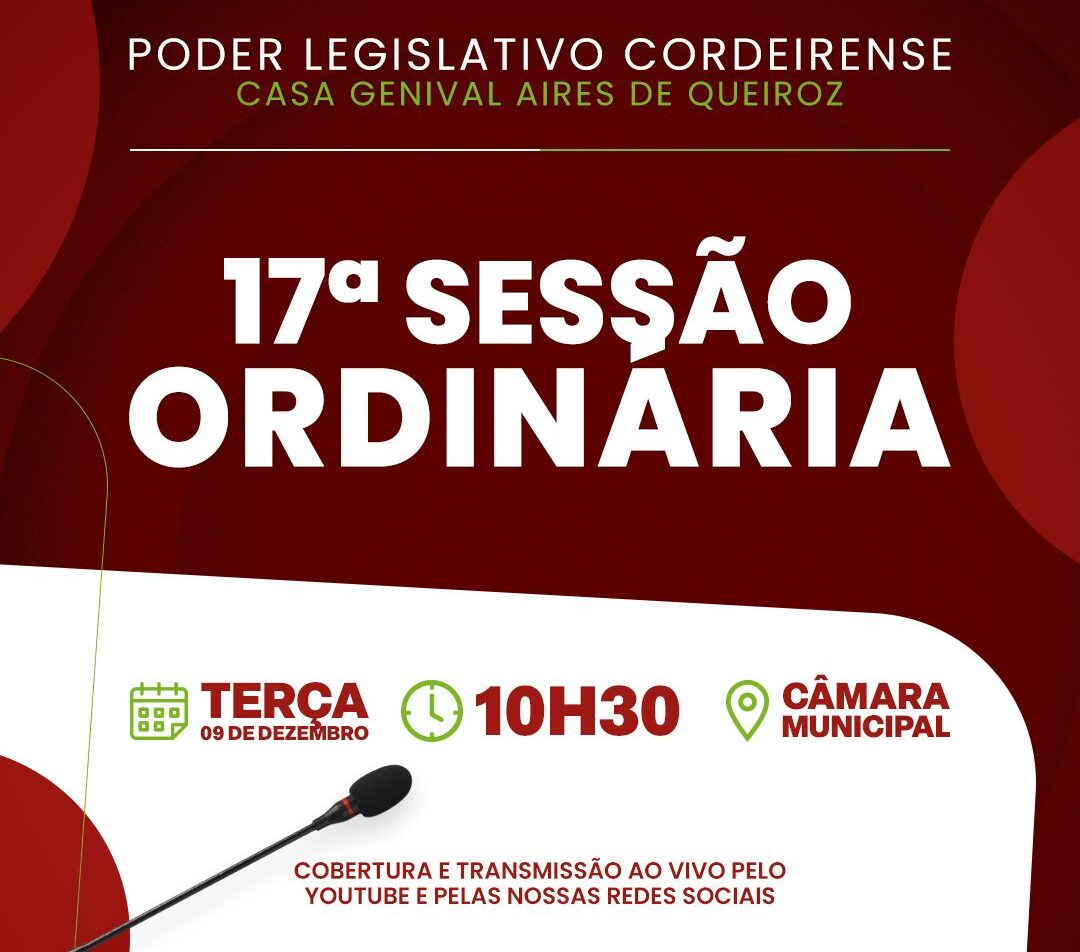 Câmara de São José dos Cordeiros realiza 17ª e penúltima sessão ordinária do ano nesta terça-feria (09)