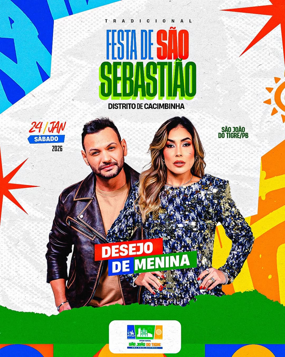 Prefeitura de São João do Tigre anuncia Desejo de Menina como primeira atração da Festa de São Sebastião em Cacimbinha