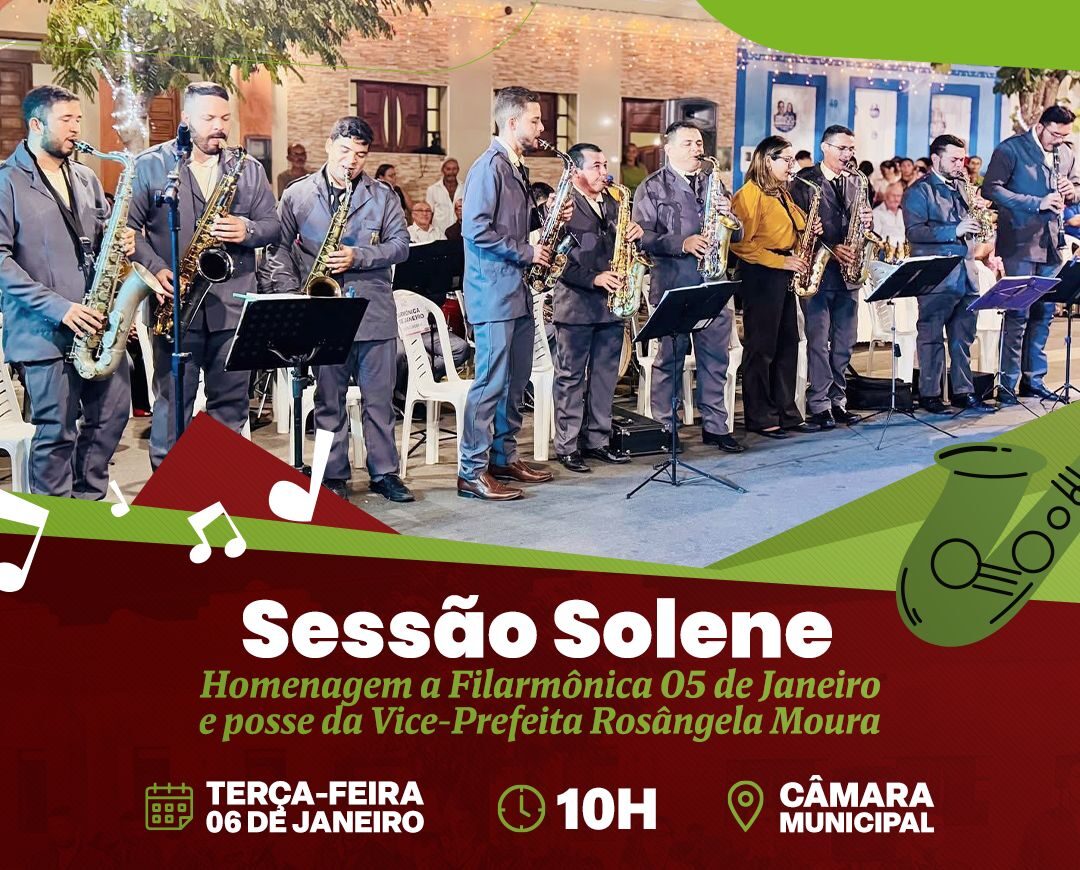 Em São José dos Cordeiros: Sessão solene marca homenagem à Filarmônica e posse da vice-prefeita