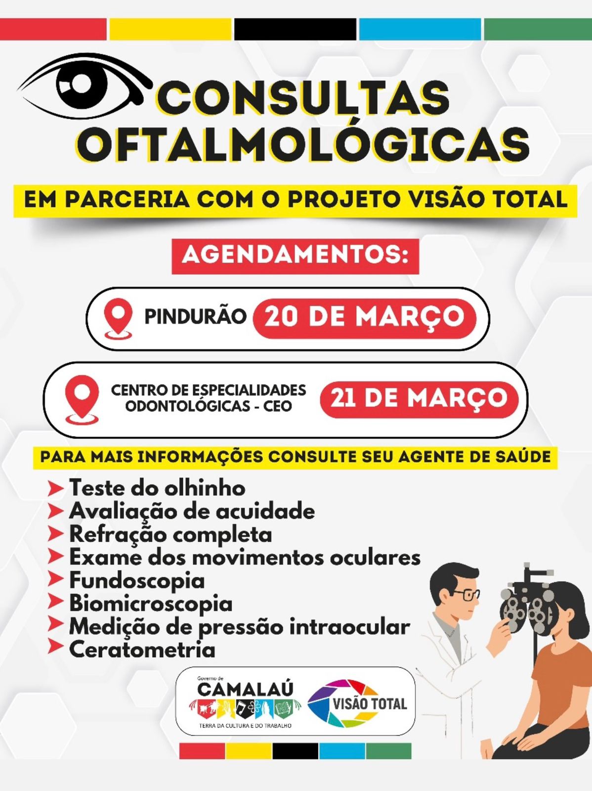 Prefeitura de Camalaú promove consultas oftalmológicas gratuitas em parceria com o Projeto Visão Total