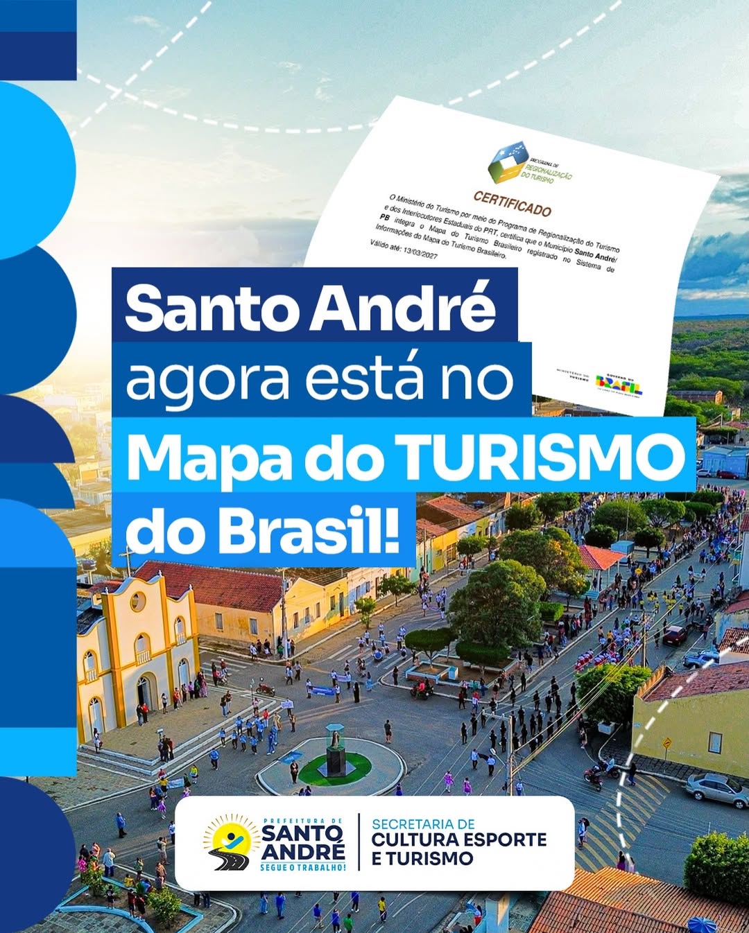 Santo André passa a integrar o Mapa do Turismo Brasileiro e prefeito Edglei Amorim comemora reconhecimento