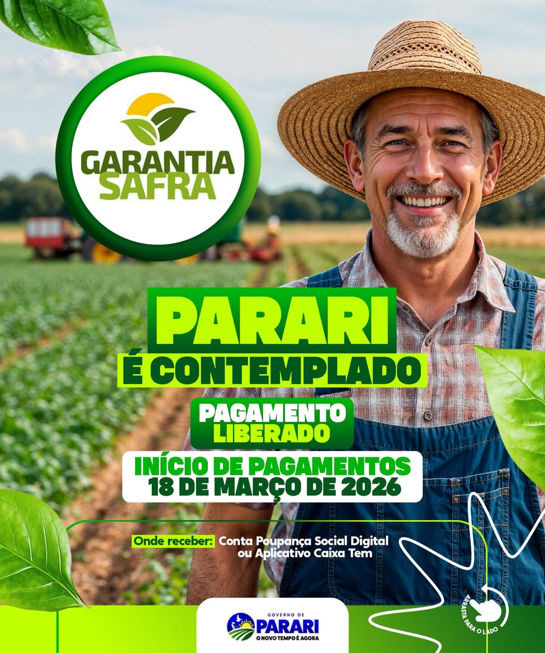 Alívio para o homem do campo: Parari tem pagamento do Garantia Safra liberado