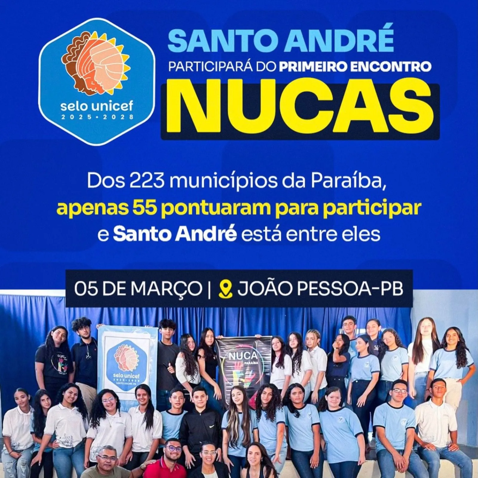 Prefeito Edglei Amorim comemora seleção de Santo André para o 1º Encontro dos NUCA’s do Selo UNICEF 2025–2028