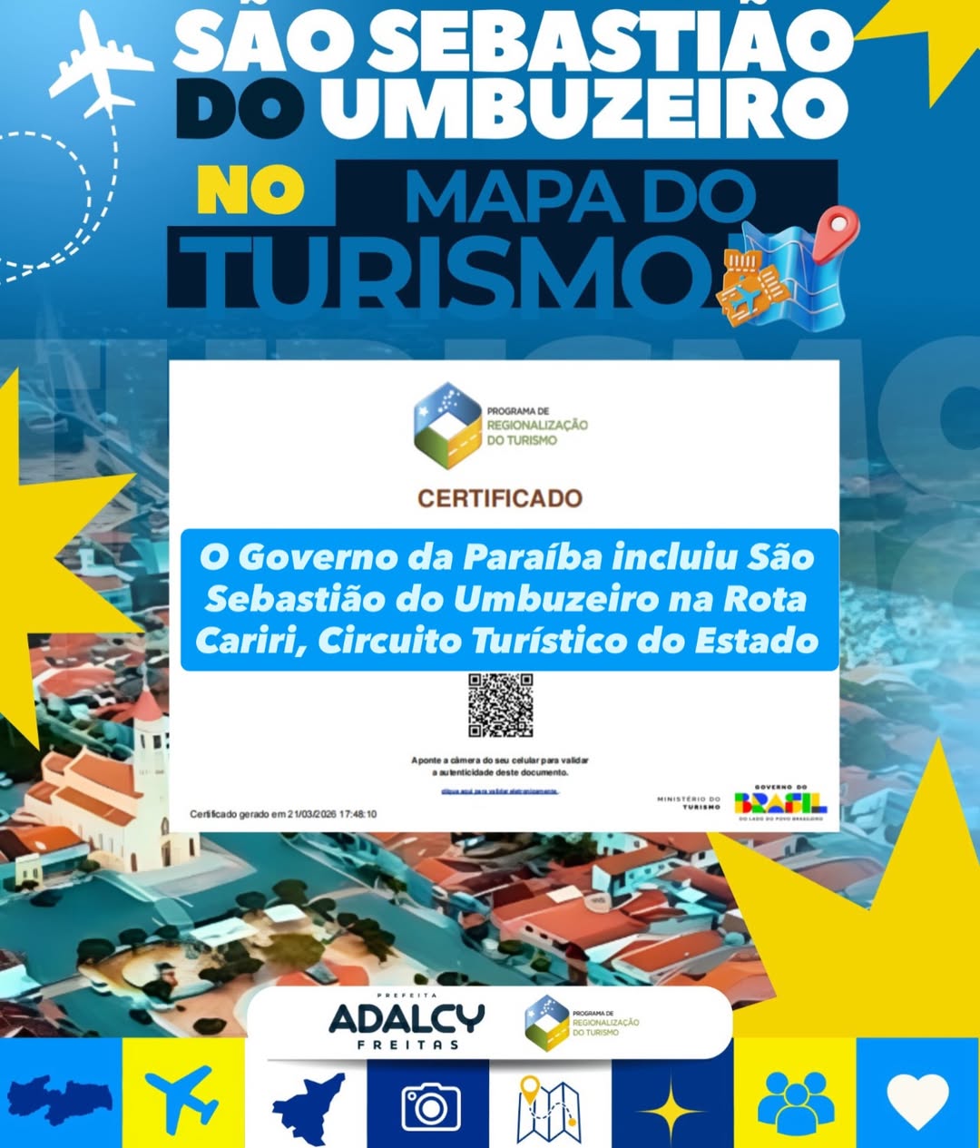 São Sebastião do Umbuzeiro passa a integrar o Mapa do Turismo na Rota do Cariri e fortalece potencial turístico