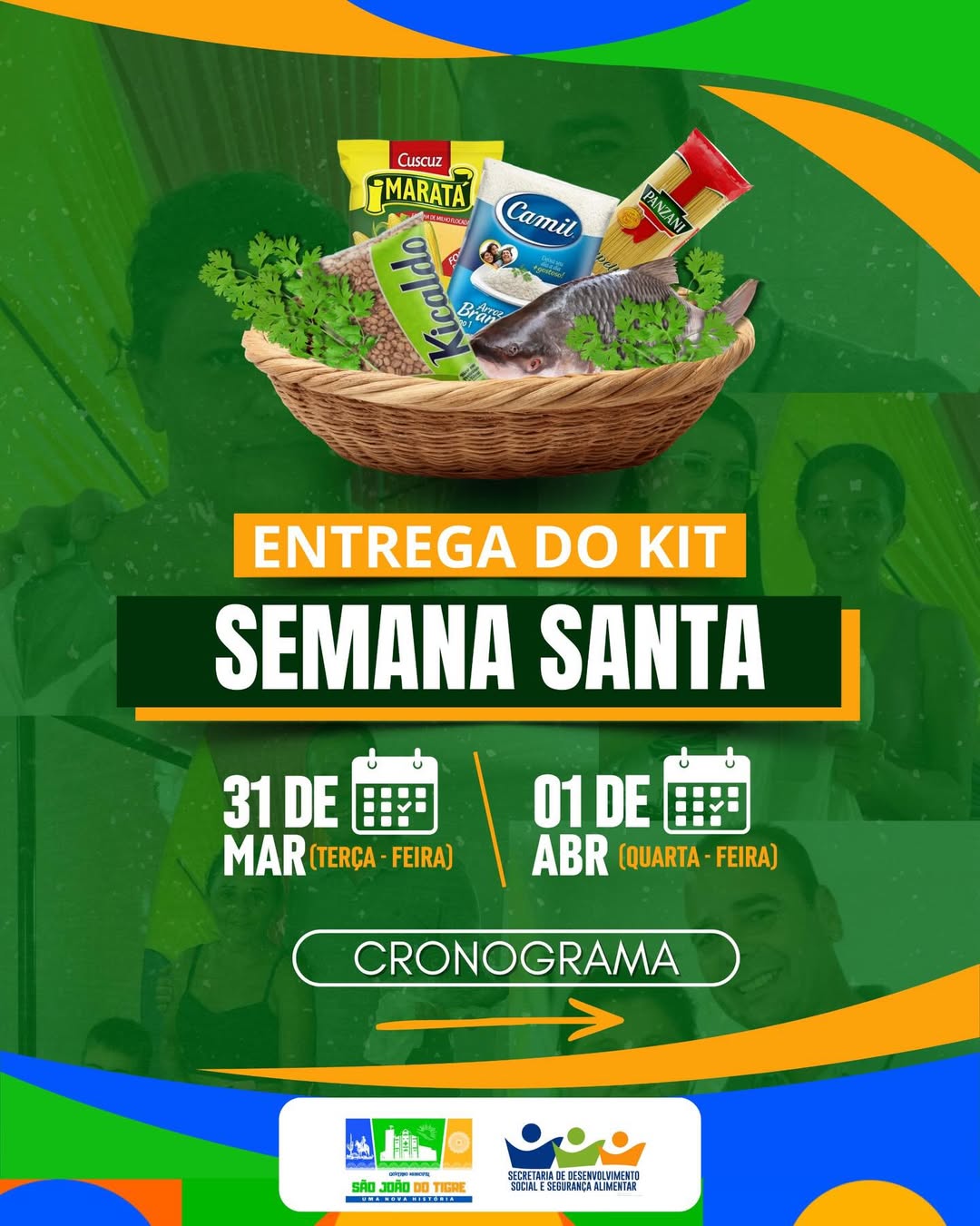 Prefeitura de São João do Tigre divulga cronograma de entrega dos kits da Semana Santa